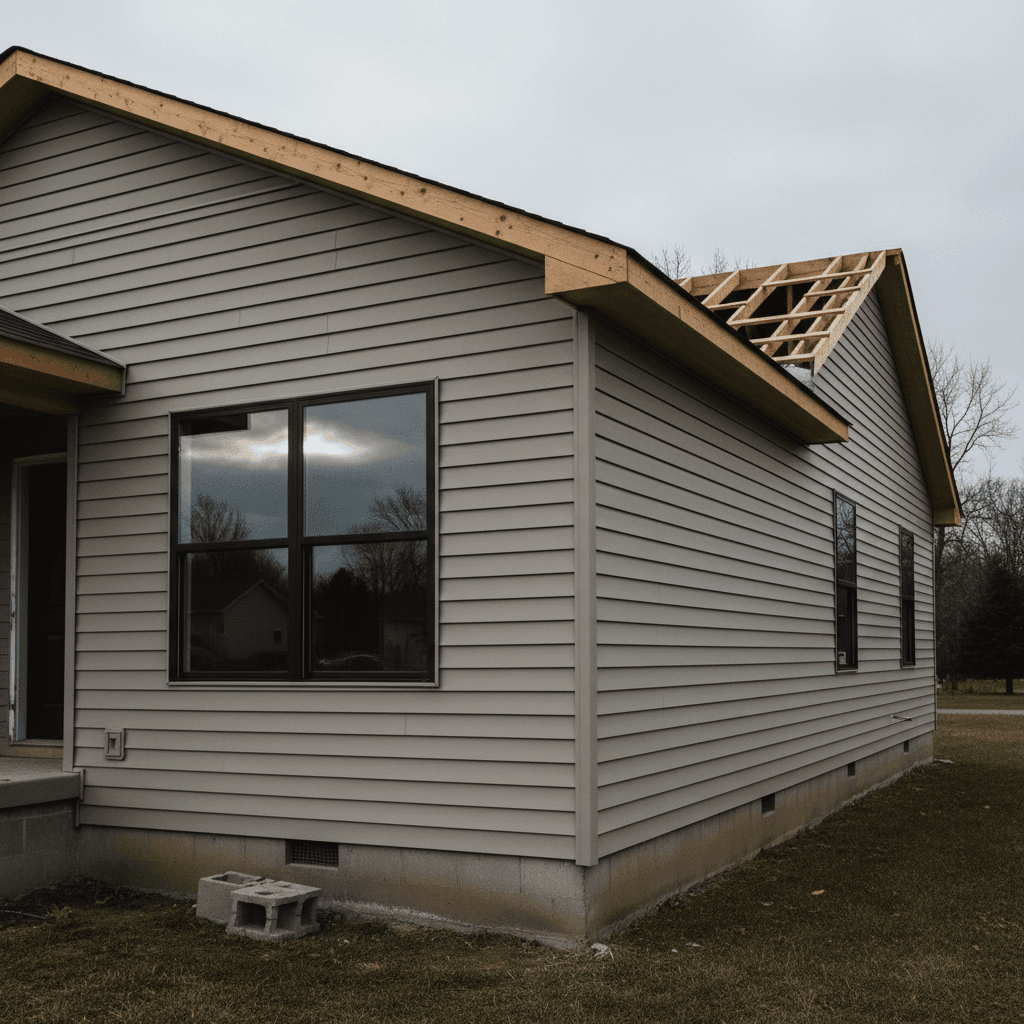 Home exterior showing newly constructed addition with matching materials