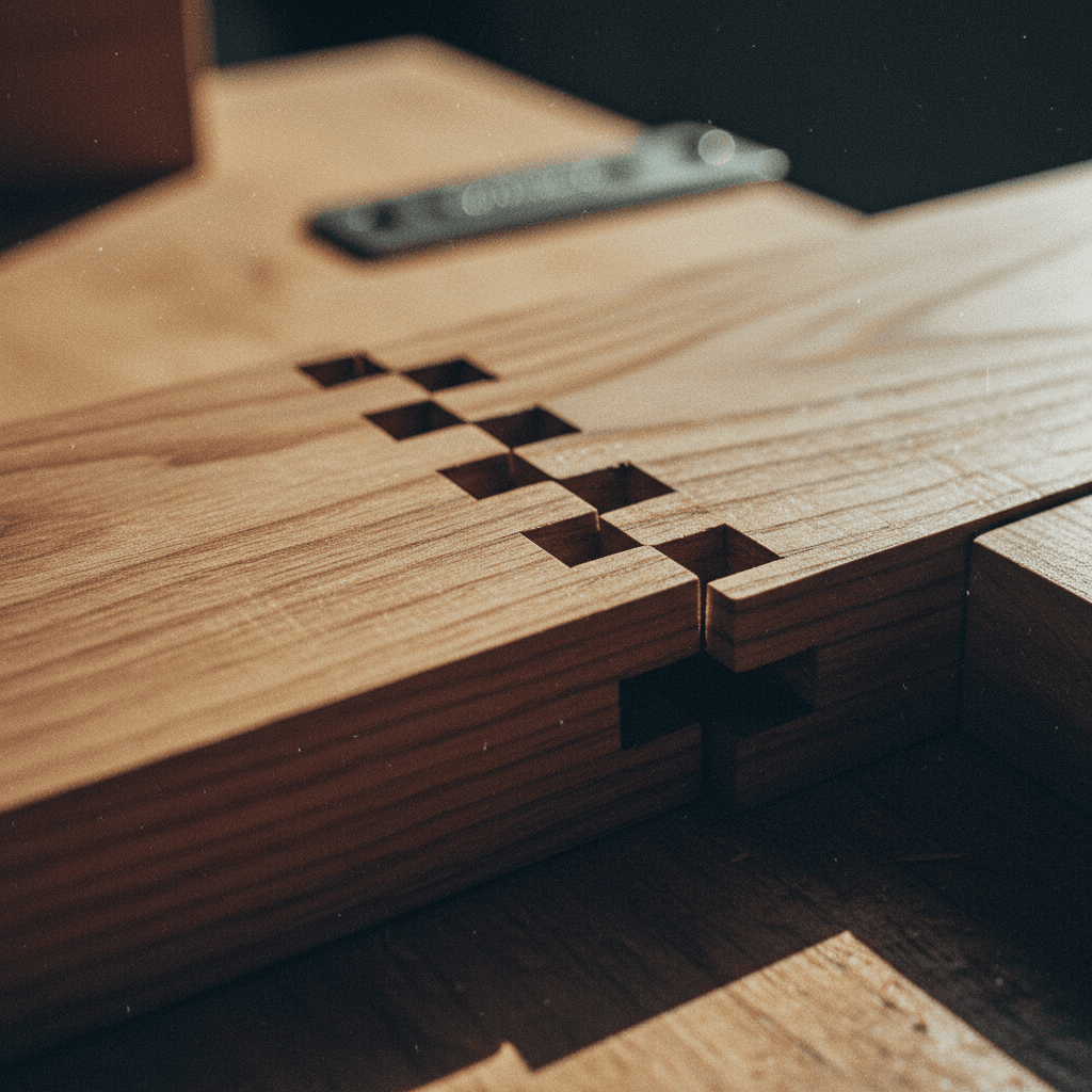 Close-up detail of custom wood joinery showcasing craftsmanship