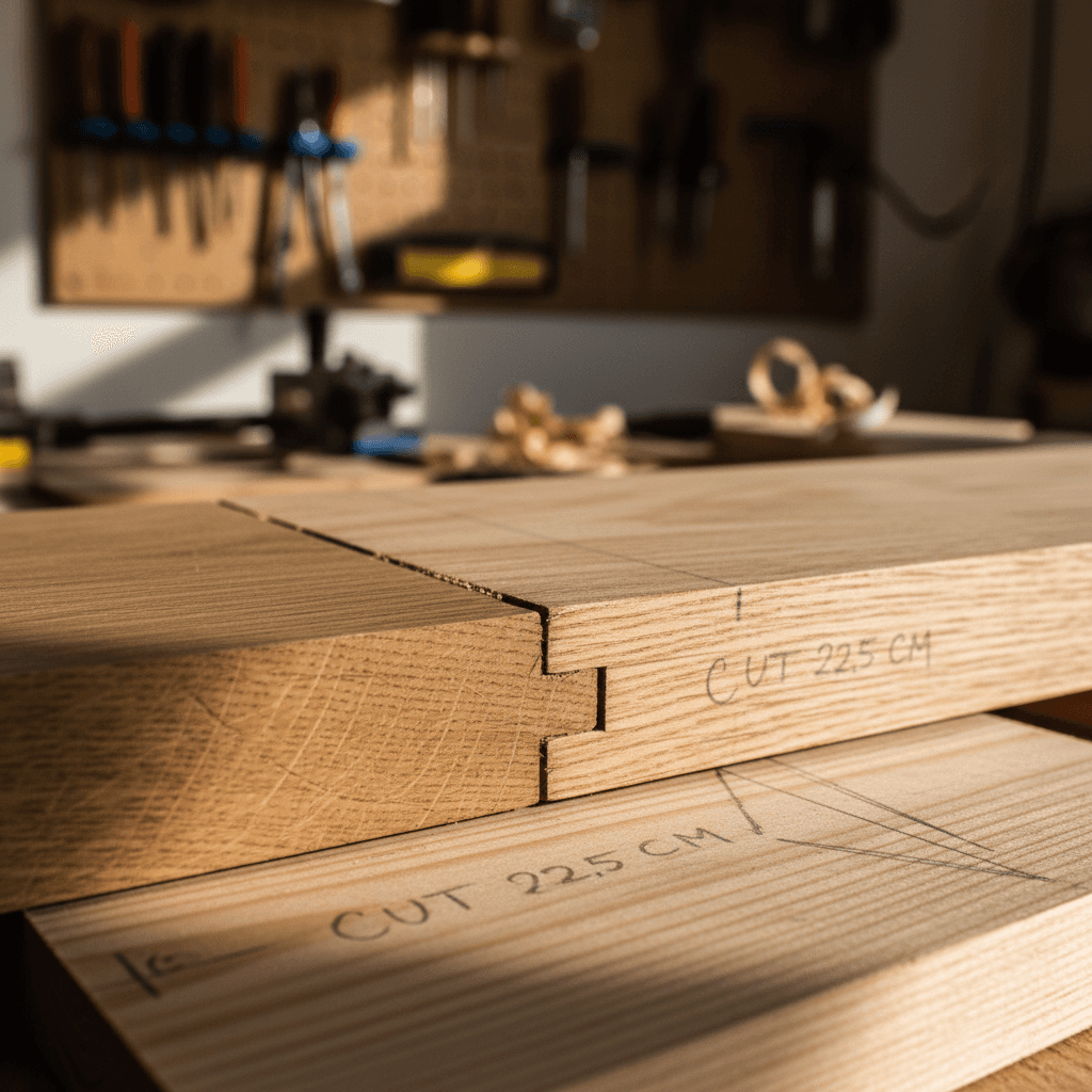 Close-up detail of precise woodworking joints and finished carpentry