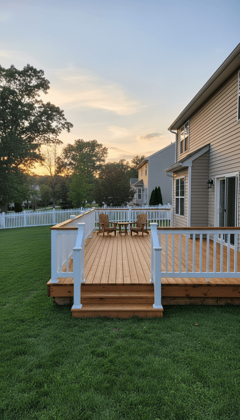 Completed deck installation with railings