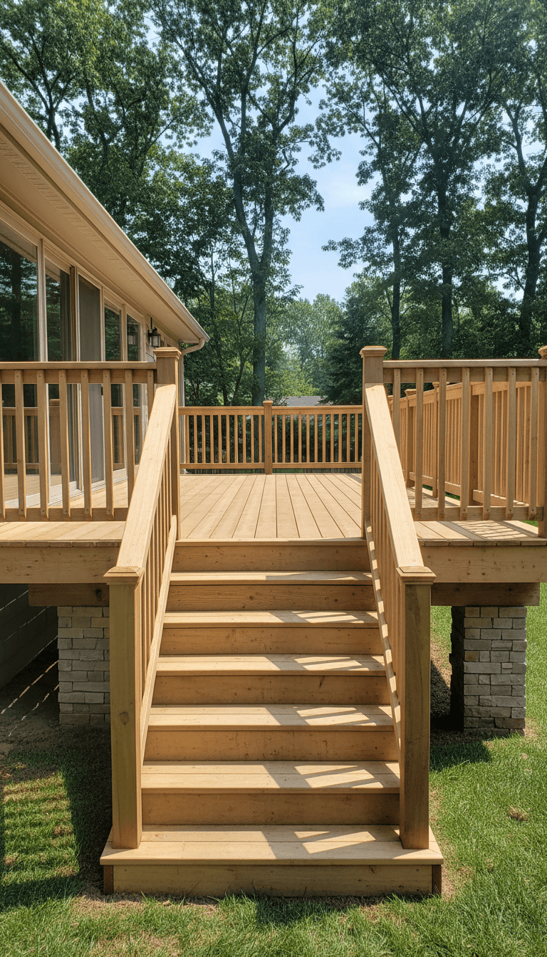 Completed deck project with composite decking and professional finishing