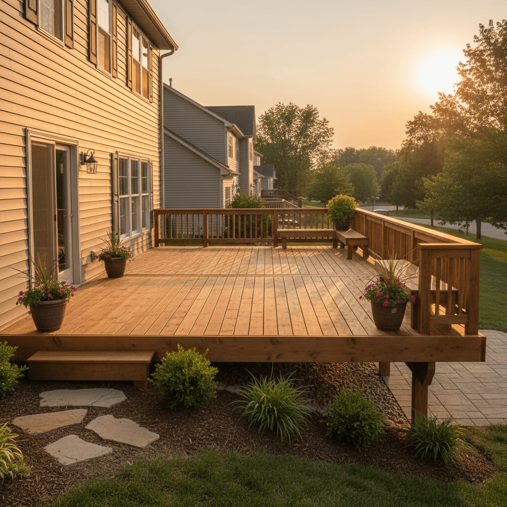 Completed residential deck project in Indianapolis
